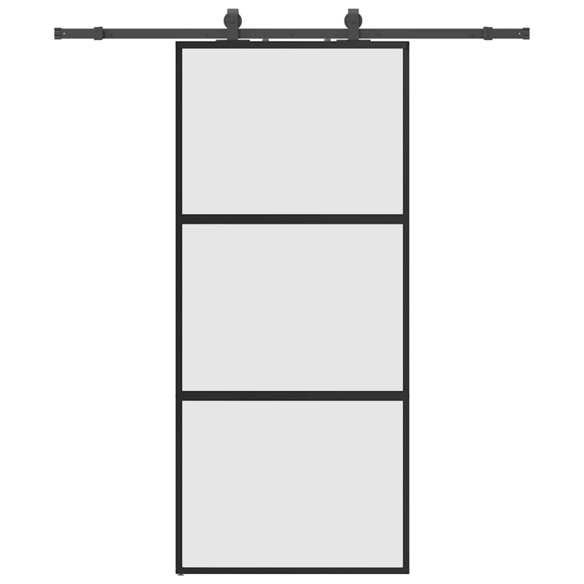 vidaXL Συρόμενη πόρτα με σετ υλικού Μαύρο 90x205 cm γυαλί μετριασμένο