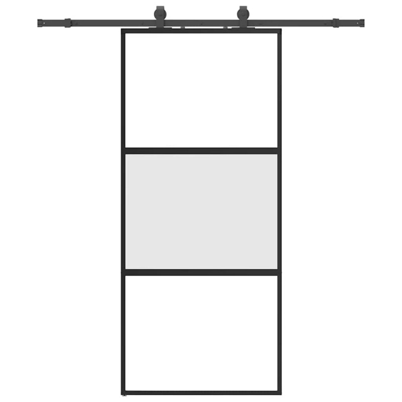 vidaXL Συρόμενη πόρτα με σετ υλικού Μαύρο 90x205 cm γυαλί μετριασμένο