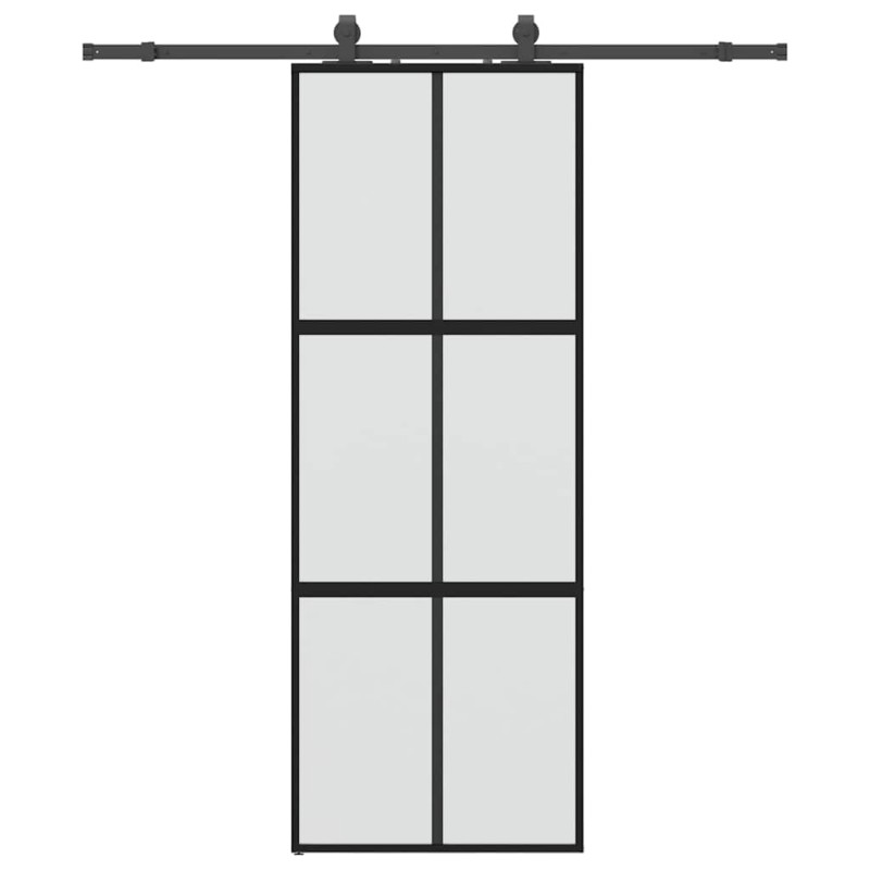 vidaXL Συρόμενη πόρτα με σετ υλικού Μαύρο 76x205 cm γυαλί μετριασμένο