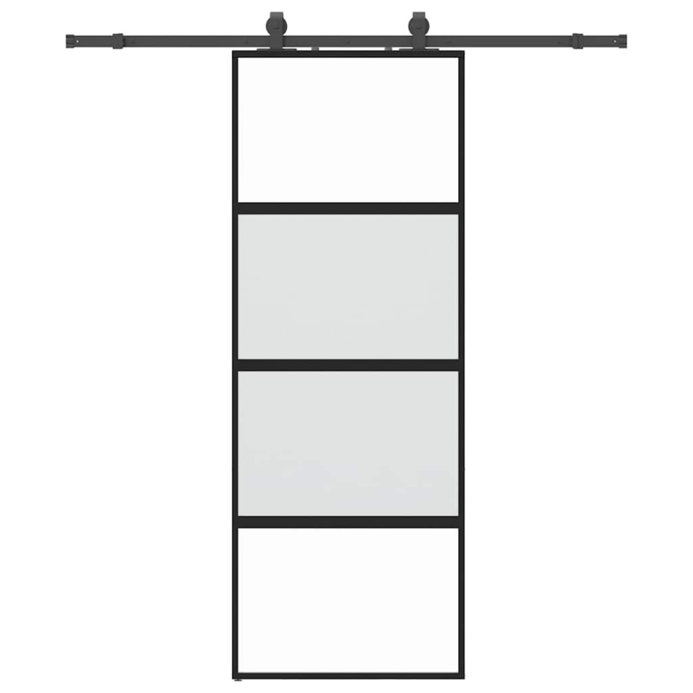 vidaXL Συρόμενη πόρτα με σετ υλικού Μαύρο 76x205 cm γυαλί μετριασμένο