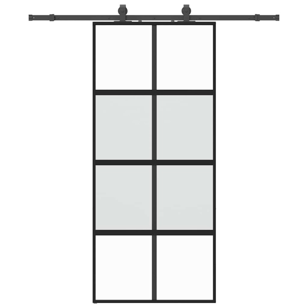 vidaXL Συρόμενη πόρτα με σετ υλικού Μαύρο 90x205 cm γυαλί μετριασμένο