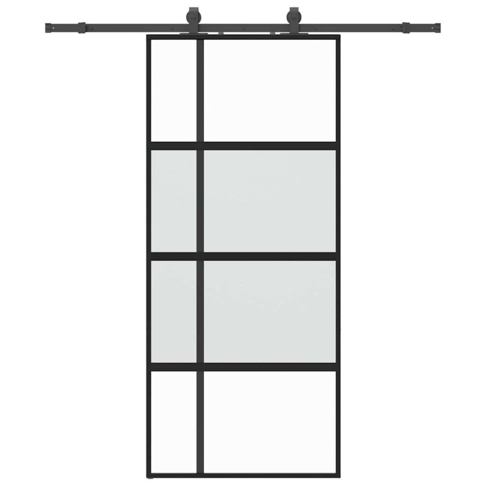 vidaXL Συρόμενη πόρτα με σετ υλικού Μαύρο 90x205 cm γυαλί μετριασμένο