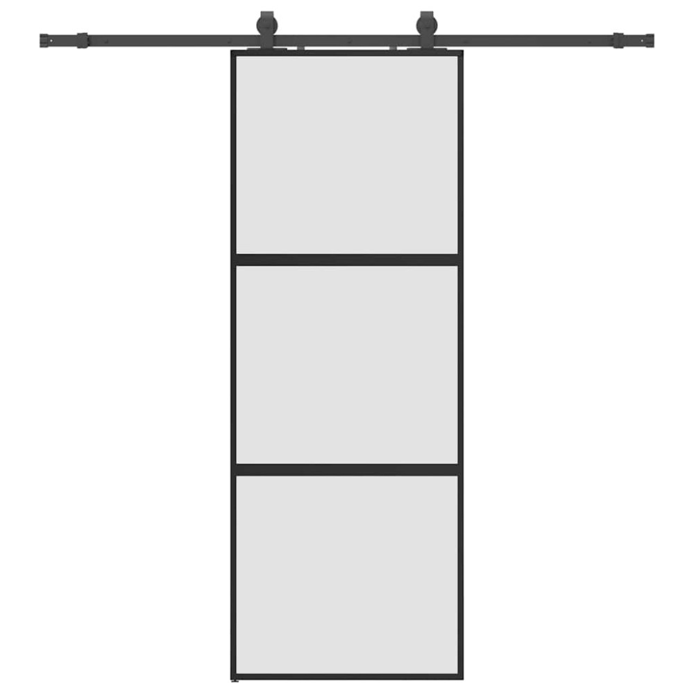 vidaXL Συρόμενη πόρτα με σετ υλικού Μαύρο 76x205 cm γυαλί μετριασμένο