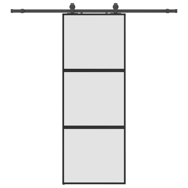 vidaXL Συρόμενη πόρτα με σετ υλικού Μαύρο 76x205 cm γυαλί μετριασμένο