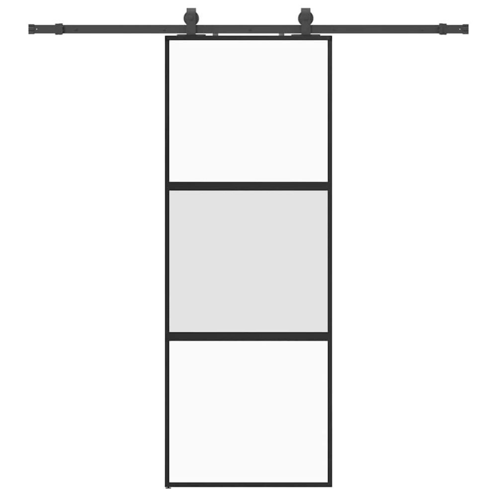 vidaXL Συρόμενη πόρτα με σετ υλικού Μαύρο 76x205 cm γυαλί μετριασμένο