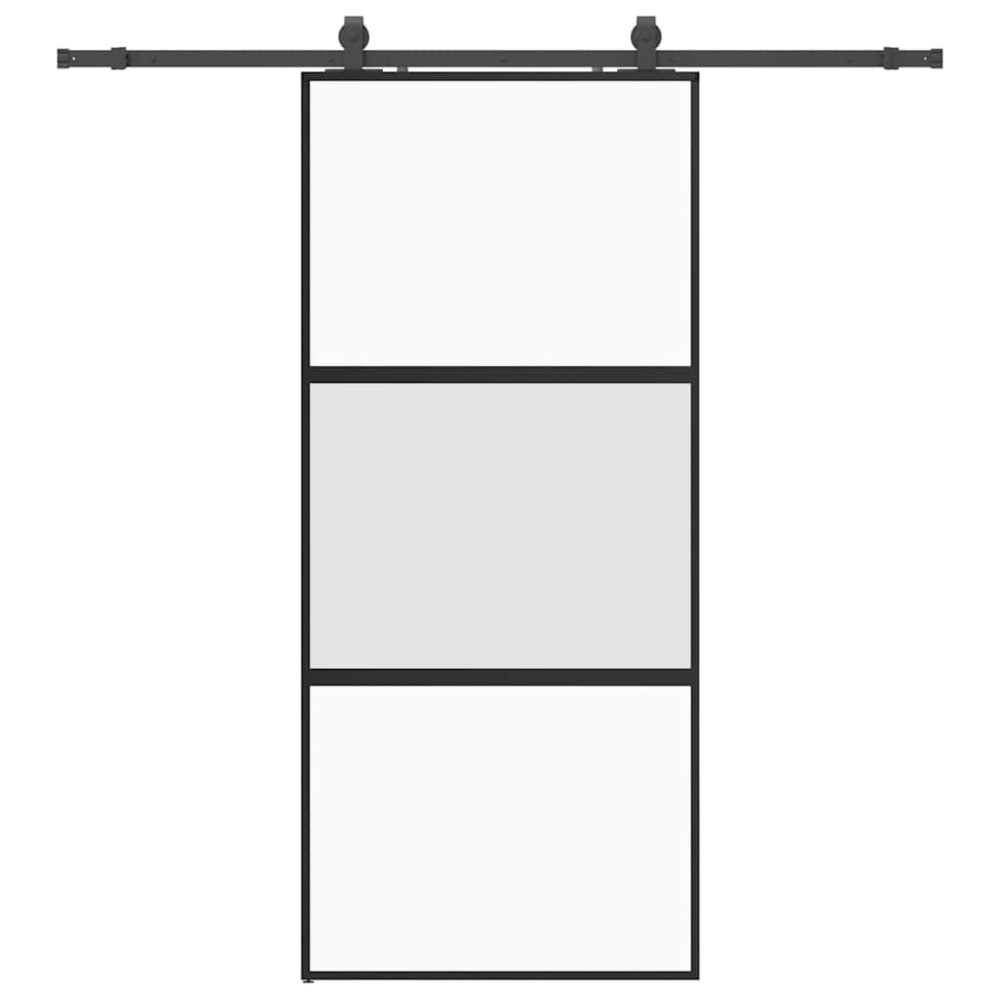 vidaXL Συρόμενη πόρτα με σετ υλικού Μαύρο 90x205 cm γυαλί μετριασμένο