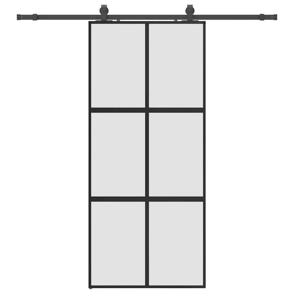 vidaXL Συρόμενη πόρτα με σετ υλικού Μαύρο 90x205 cm γυαλί μετριασμένο