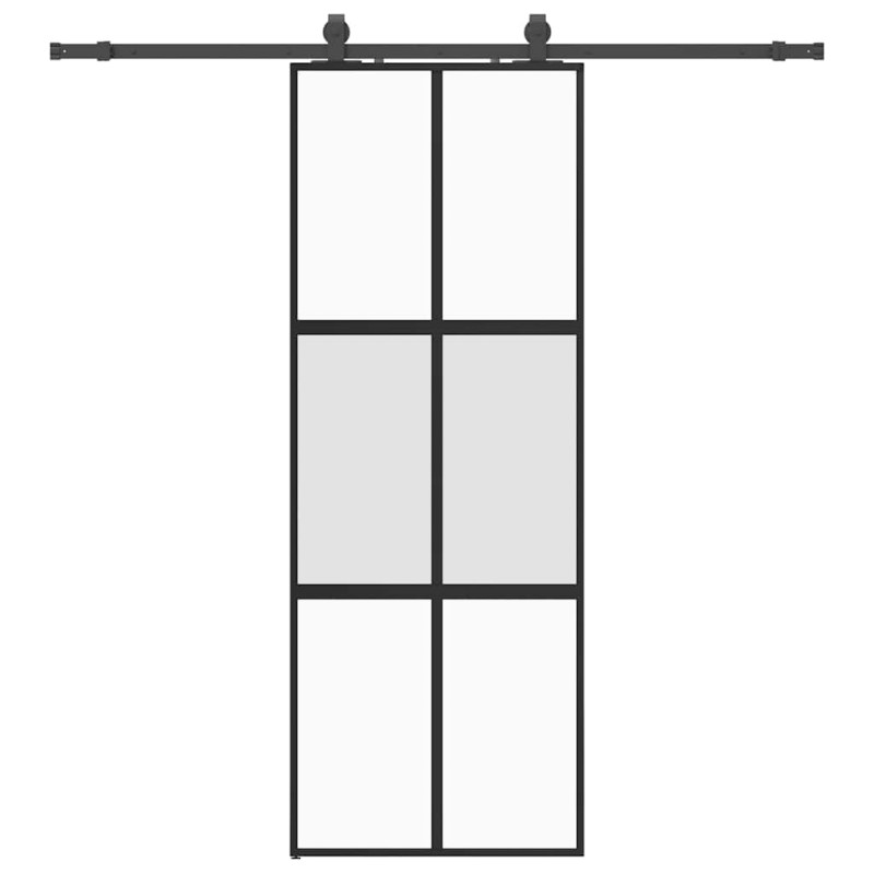 vidaXL Συρόμενη πόρτα με σετ υλικού Μαύρο 76x205 cm γυαλί μετριασμένο