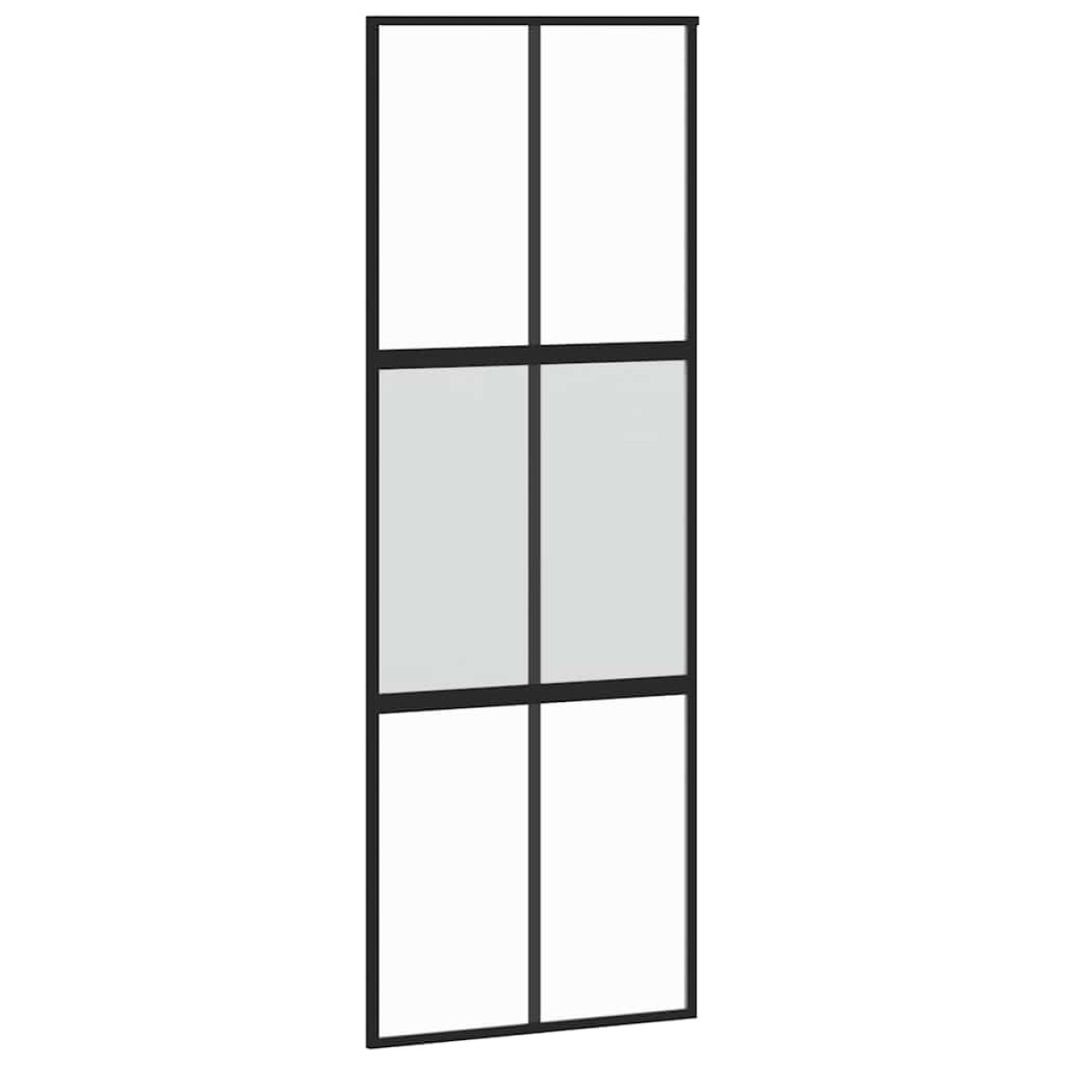 vidaXL Συρόμενη πόρτα με σετ υλικού Μαύρο 76x205 cm γυαλί μετριασμένο