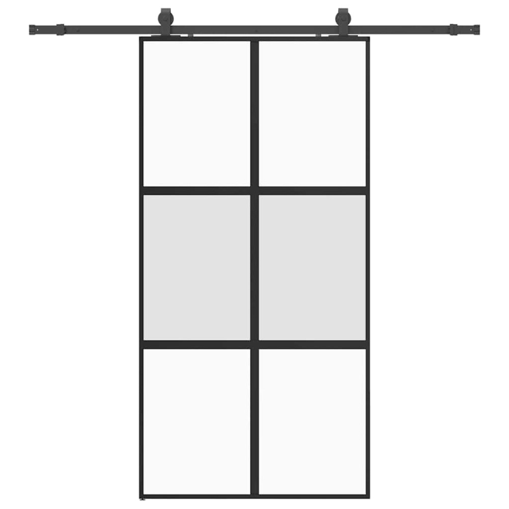 vidaXL Σετ συρόμενης πόρτας με υλικό μαύρο 102,5x205 cm