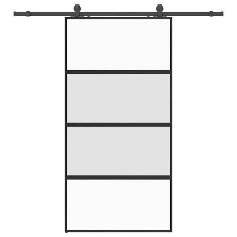 vidaXL Σετ συρόμενης πόρτας με υλικό μαύρο 102,5x205 cm