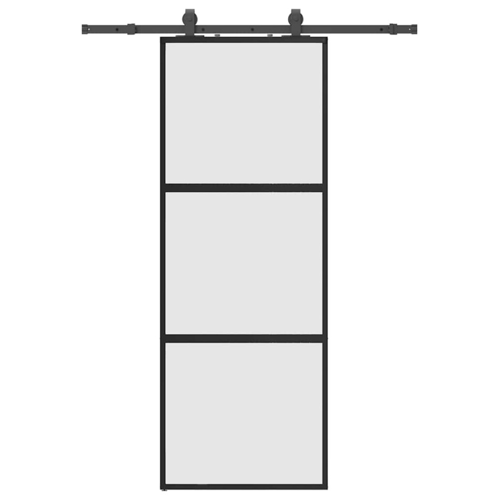 vidaXL Συρόμενη πόρτα με σετ υλικού Μαύρο 76x205 cm γυαλί μετριασμένο