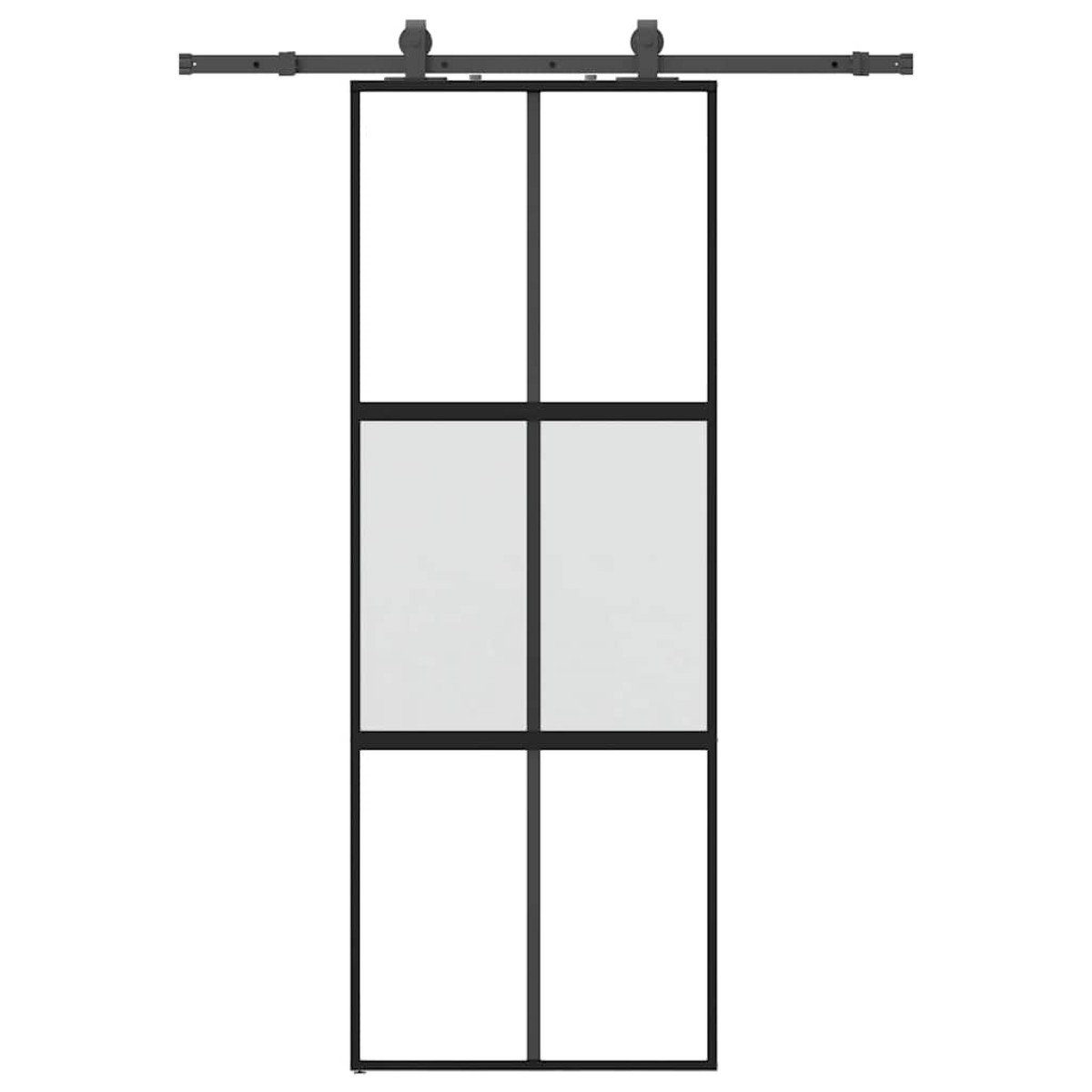 vidaXL Συρόμενη πόρτα με σετ υλικού Μαύρο 76x205 cm γυαλί μετριασμένο