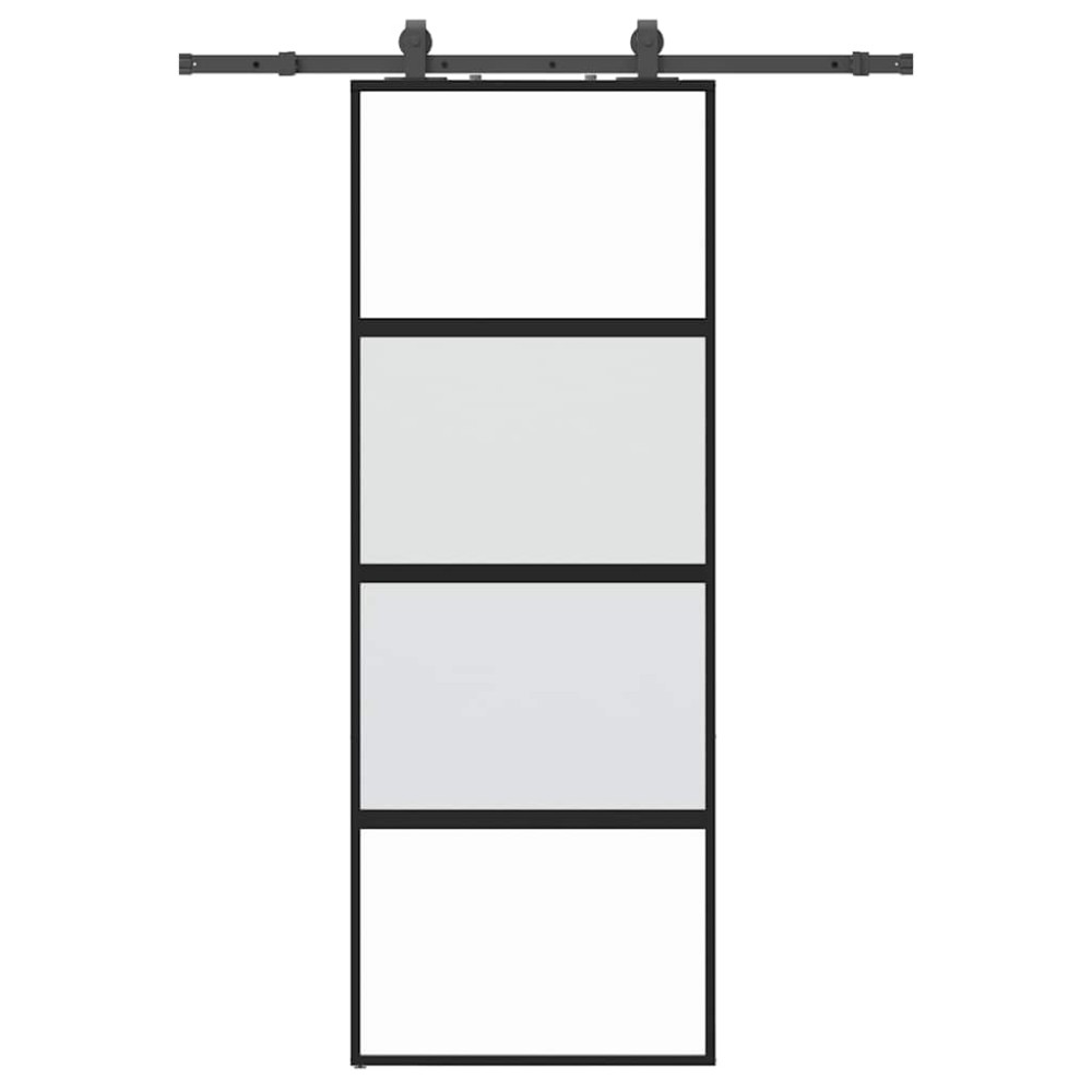 vidaXL Συρόμενη πόρτα με σετ υλικού Μαύρο 76x205 cm γυαλί μετριασμένο
