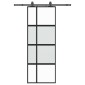 vidaXL Συρόμενη πόρτα με σετ υλικού Μαύρο 76x205 cm γυαλί μετριασμένο