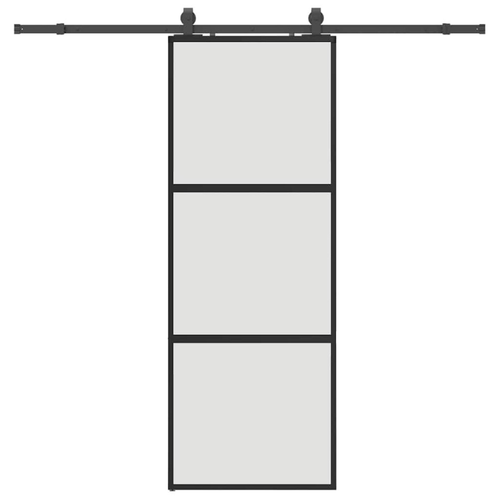 vidaXL Συρόμενη πόρτα με σετ υλικού Μαύρο 76x205 cm γυαλί μετριασμένο