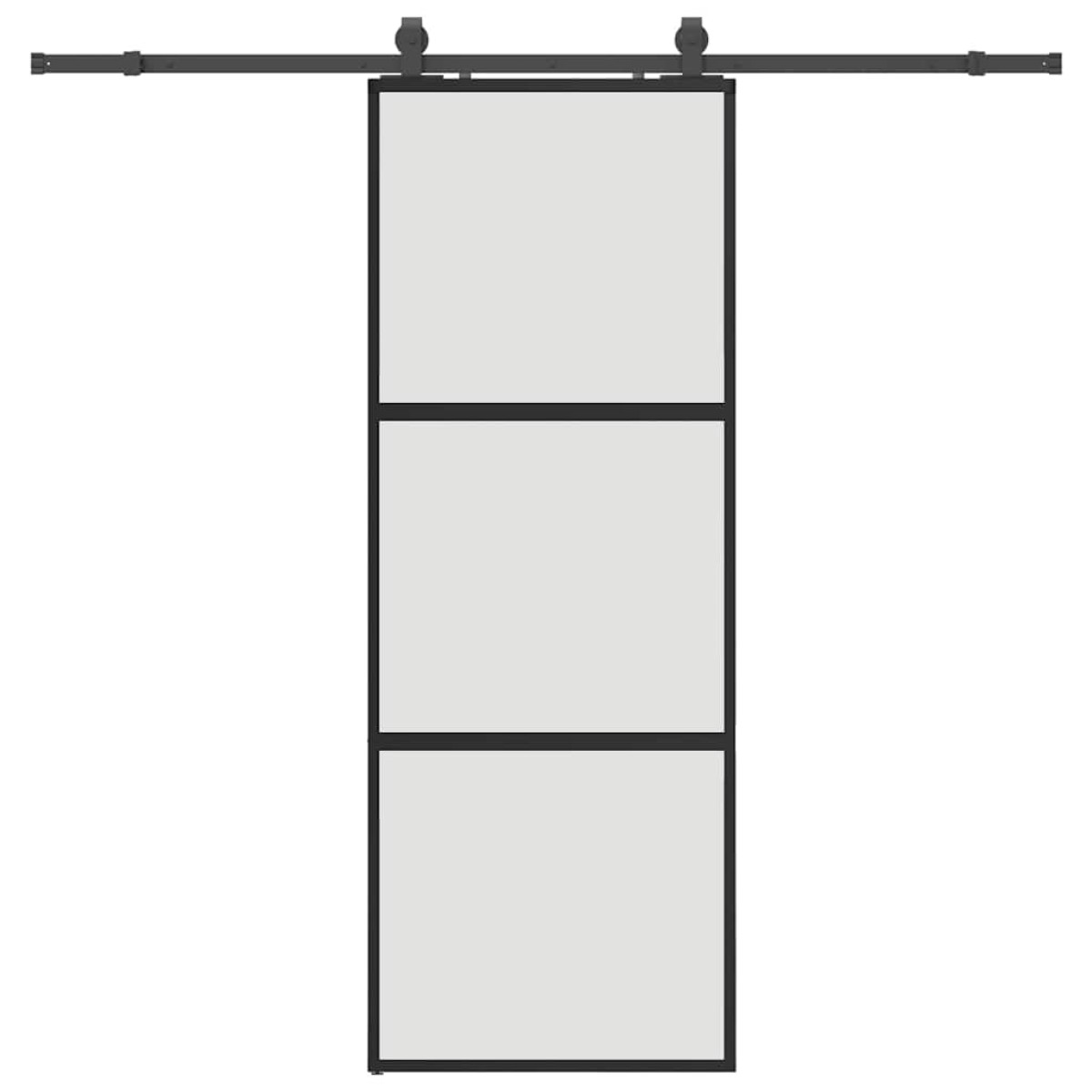 vidaXL Συρόμενη πόρτα με σετ υλικού Μαύρο 76x205 cm γυαλί μετριασμένο