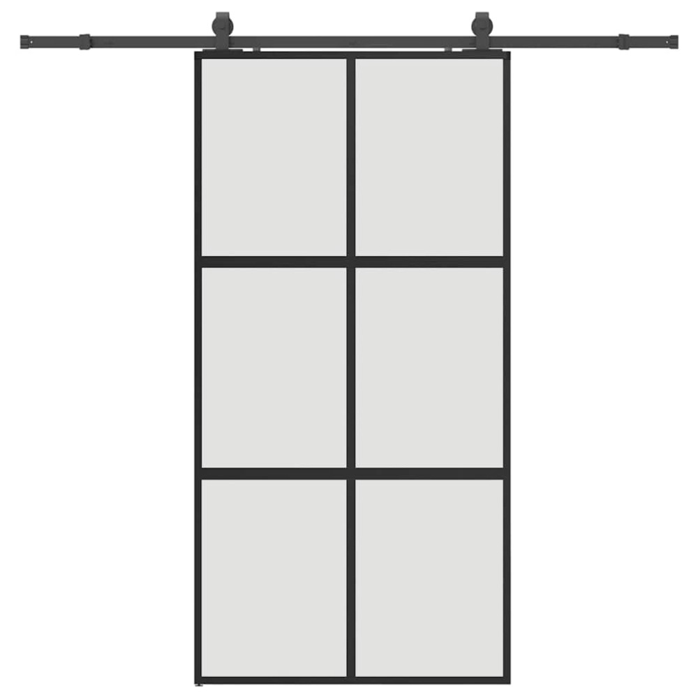 vidaXL Σετ συρόμενης πόρτας με υλικό μαύρο 102,5x205 cm