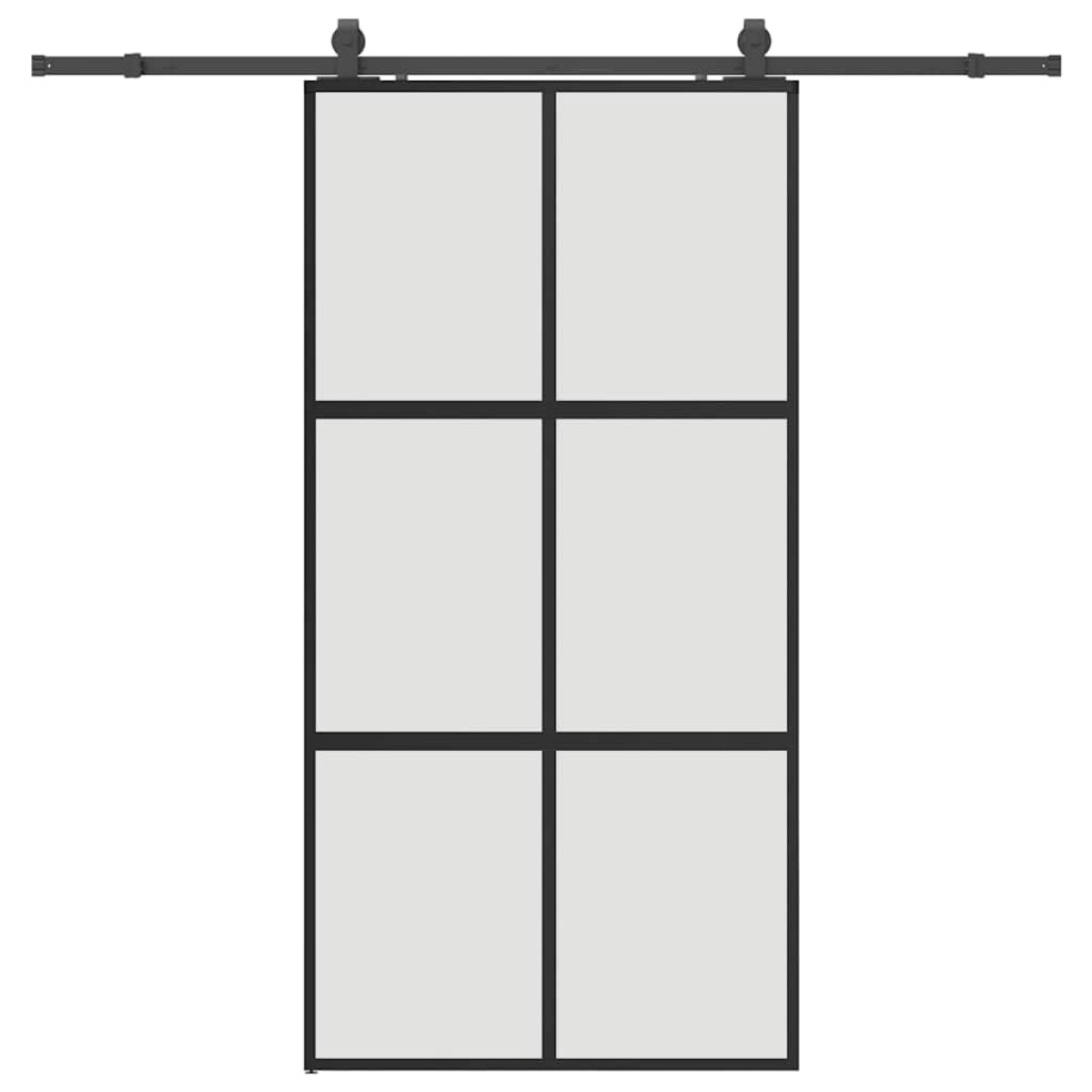 vidaXL Σετ συρόμενης πόρτας με υλικό μαύρο 102,5x205 cm
