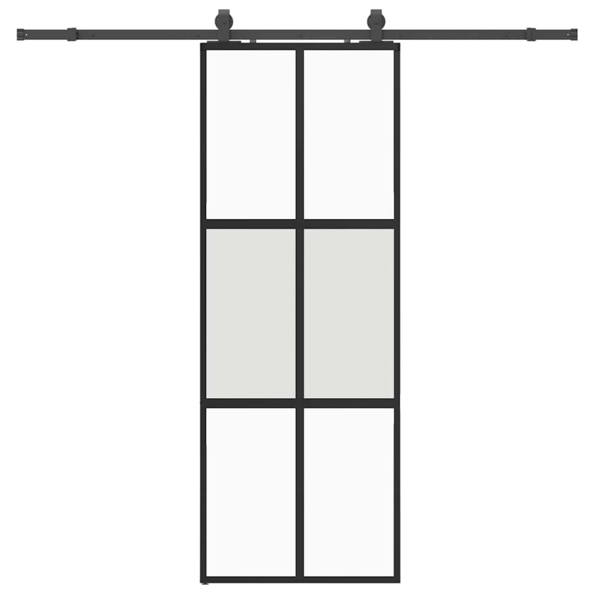 vidaXL Συρόμενη πόρτα με σετ υλικού Μαύρο 76x205 cm γυαλί μετριασμένο
