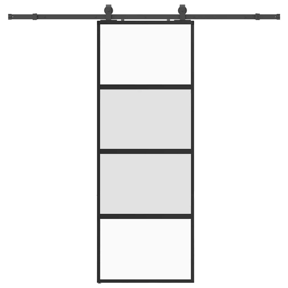 vidaXL Συρόμενη πόρτα με σετ υλικού Μαύρο 76x205 cm γυαλί μετριασμένο