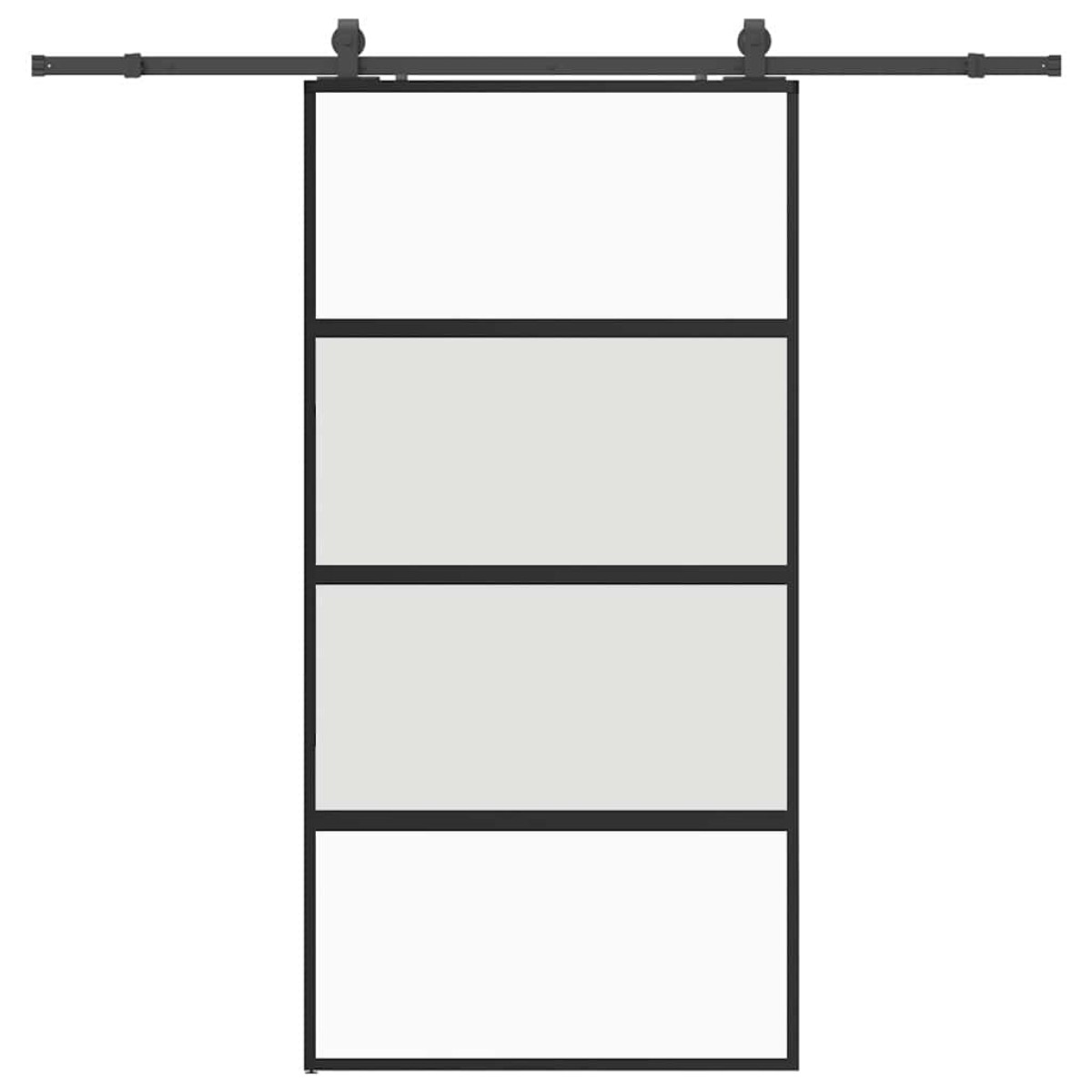 vidaXL Σετ συρόμενης πόρτας με υλικό μαύρο 102,5x205 cm