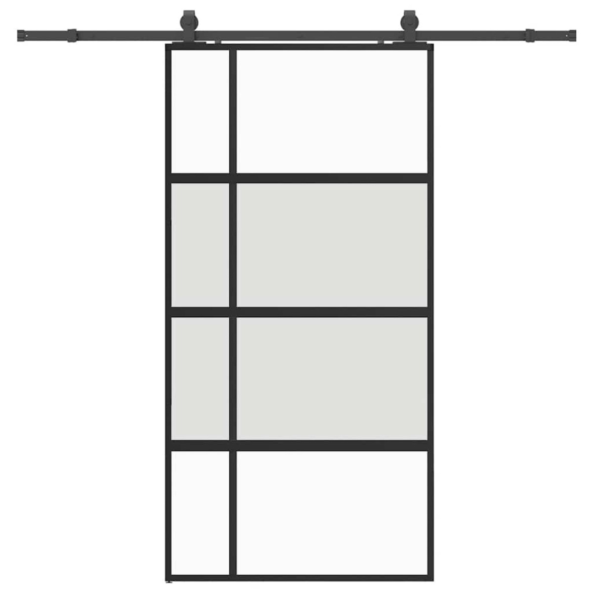 vidaXL Σετ συρόμενης πόρτας με υλικό μαύρο 102,5x205 cm