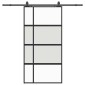 vidaXL Σετ συρόμενης πόρτας με υλικό μαύρο 102,5x205 cm