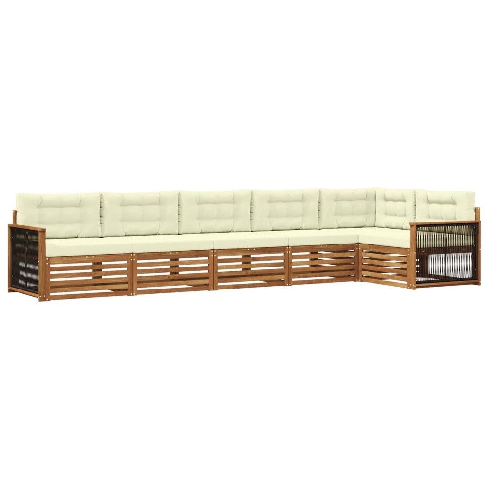 vidaXL Σειρά Καναπέ Εξωτερικού με μαξιλάρι 6 pcs Φυσικό και Κρέμα