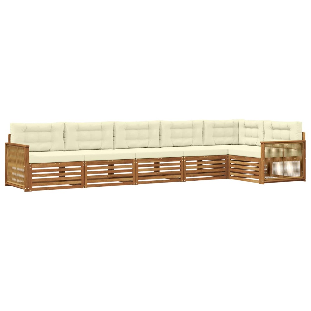 vidaXL Σειρά Καναπέ Εξωτερικού με μαξιλάρι 6 pcs Φυσικό και Κρέμα