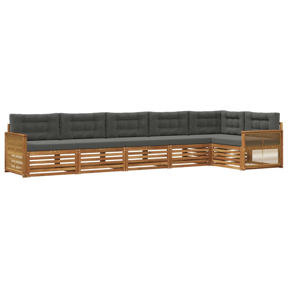 vidaXL Σειρά Καναπέ Εξωτερικού με μαξιλάρι 6 pcs Φυσικό και Ανθρακί