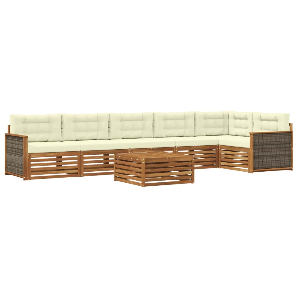 vidaXL Σειρά Καναπέ Εξωτερικού με μαξιλάρι 7 pcs Φυσικό και Κρέμα