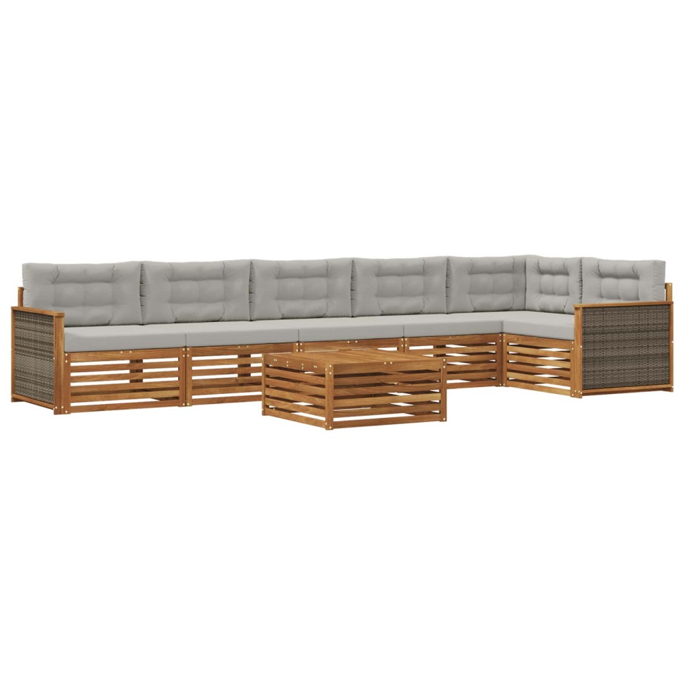 vidaXL Σειρά Καναπέ Εξωτερικού 7 pcs Φυσικό και Ανοιχτό Γκρι