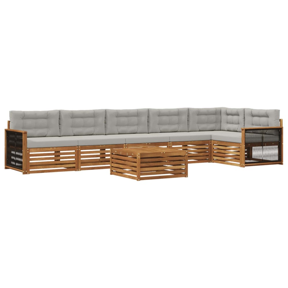 vidaXL Σειρά Καναπέ Εξωτερικού 7 pcs Φυσικό και Ανοιχτό Γκρι