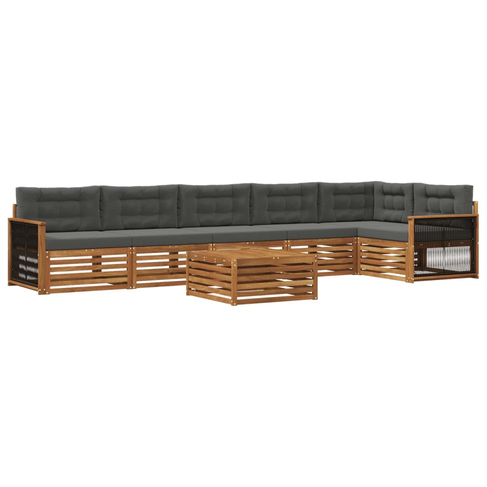 vidaXL Σειρά Καναπέ Εξωτερικού με μαξιλάρι 7 pcs Φυσικό και Ανθρακί