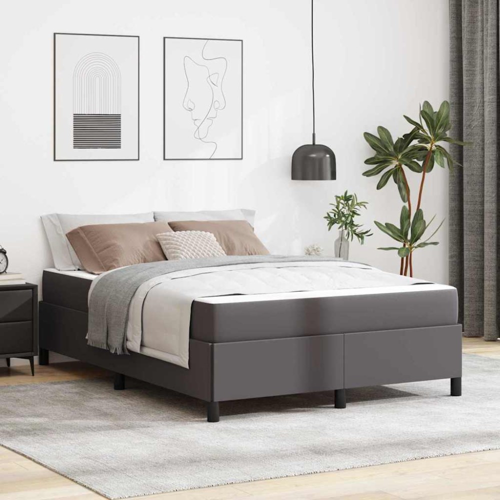 vidaXL Σκελετός κρεβατιού με στρώμα Γκρι 160 x 200 cm Τεχνητό δέρμα