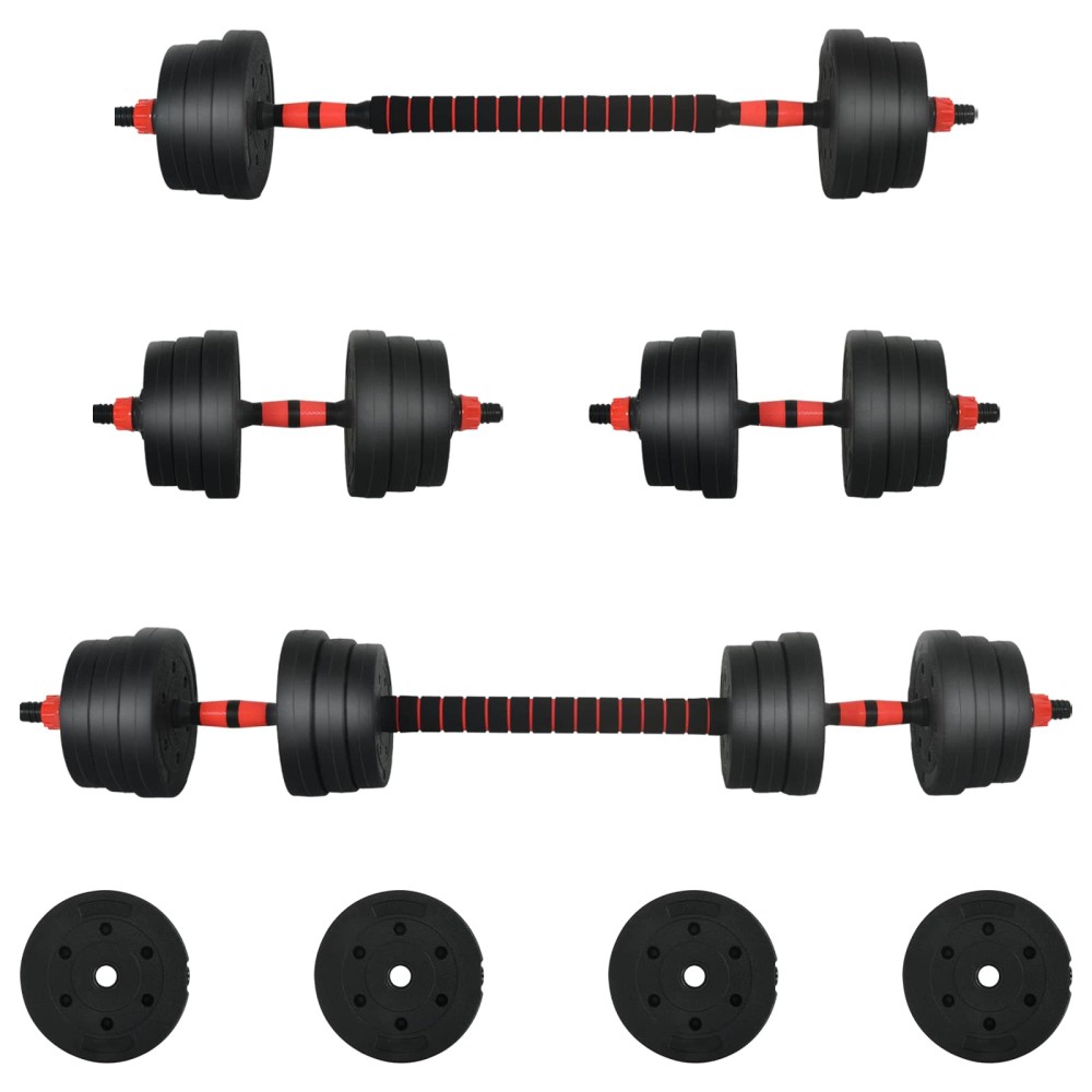 vidaXL Σετ Αλτήρα 2 σε 1 30κιλά Μαύρο και Κόκκινο