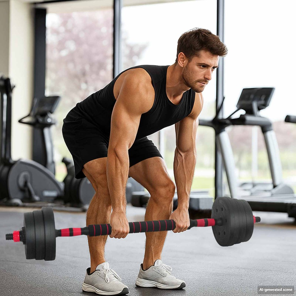 vidaXL Σετ Αλτήρα 2 σε 1 30κιλά Μαύρο και Κόκκινο