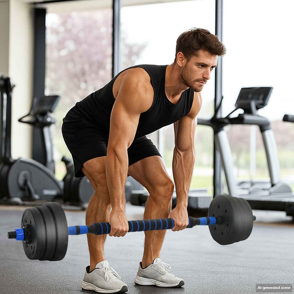 vidaXL Σετ Αλτήρα 4 σε 1 30κιλά Μαύρο και μπλε