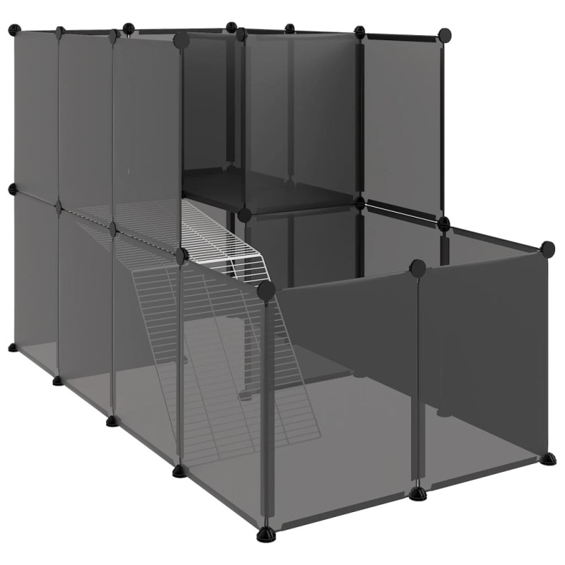 vidaXL Κλουβί Μικρών Ζώων Μαύρο 142x74x93 εκ. Πολυπροπυλένιο/Ατσάλι