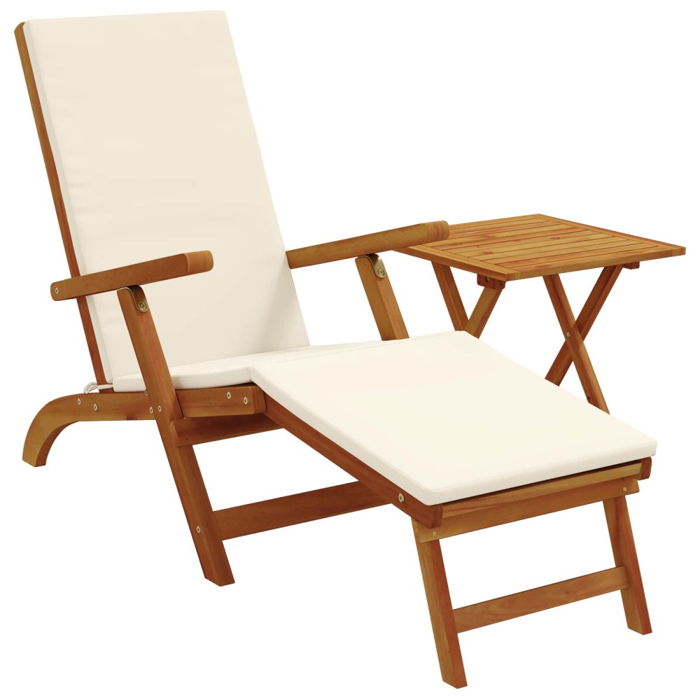 vidaXL Ανακλινόμενη και αναδιπλούμενη ξαπλώστρα 2 pcs Λευκό κρεμ