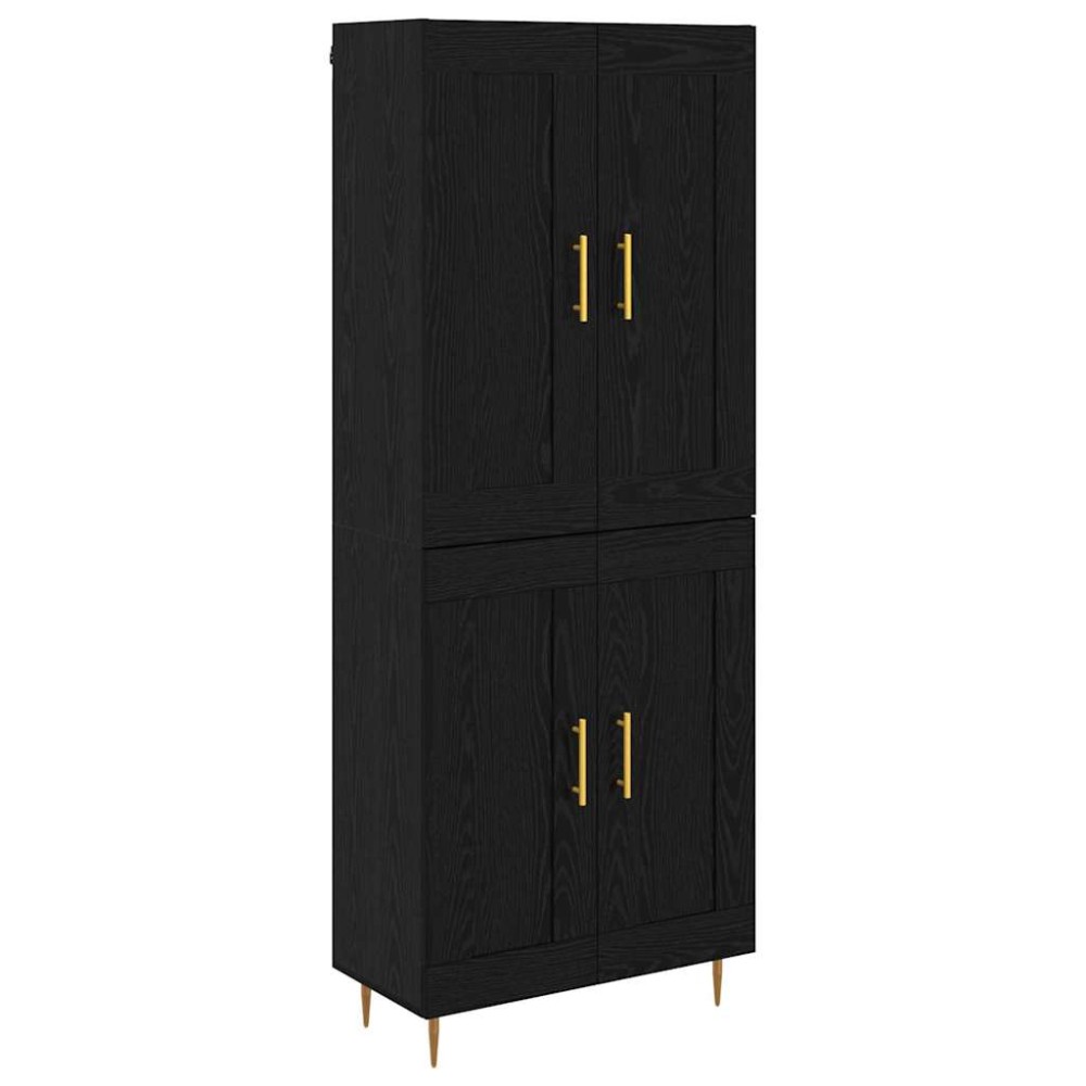 Highboard Μαύρη Οξυά 69,5 x 34 x 180 εκ. Επεξεργασμένο ξύλο