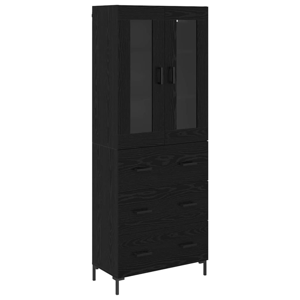 vidaXL Highboard Επιτοίχιο 2 pcs Μαύρη Οξυά 69,5 x 34 x 180 εκ.