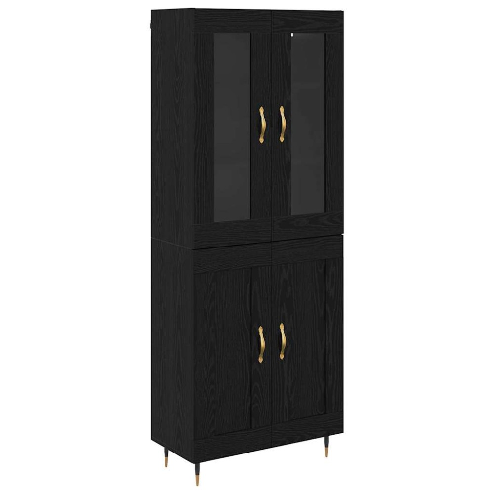 vidaXL Highboard Επιτοίχιο 2 pcs Μαύρη Οξυά 69,5 x 34 x 180 εκ.
