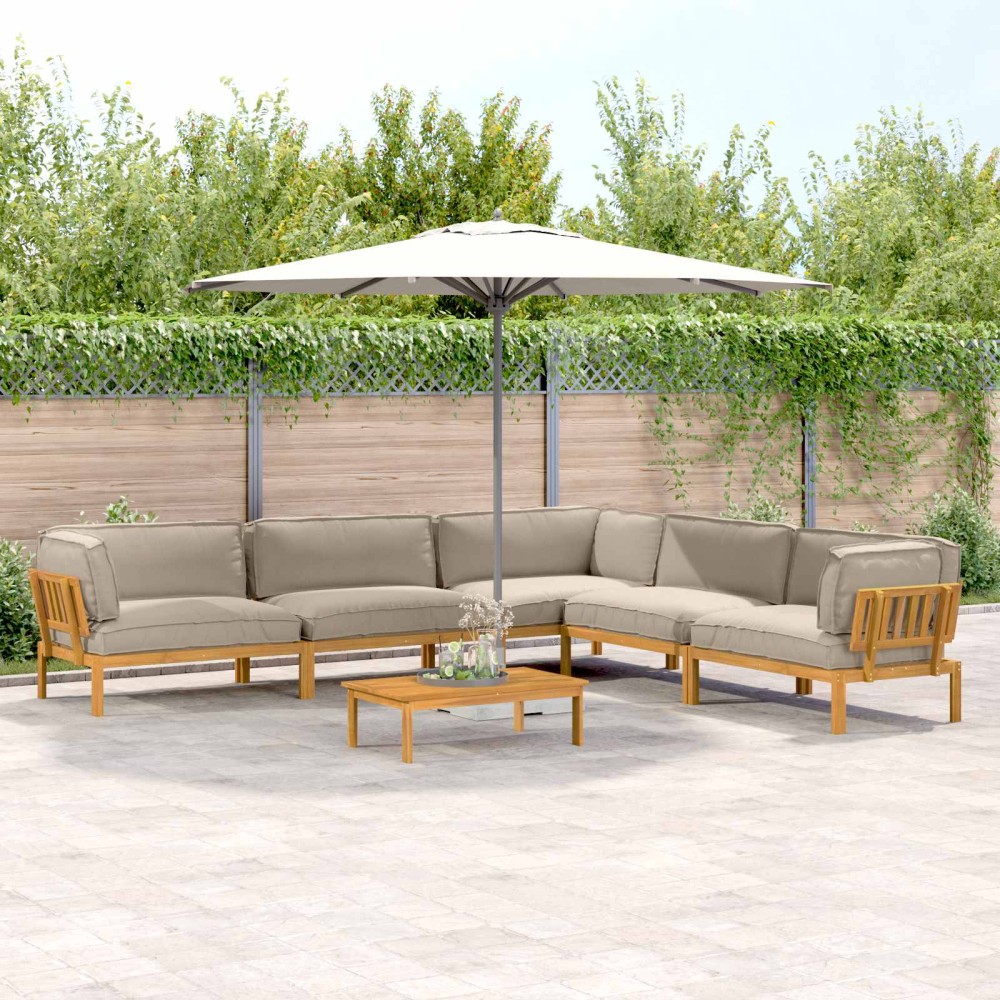 vidaXL Σετ Καναπέ με μαξιλάρι 6 pcs Taupe Στερεό Ξύλο Ακακίας