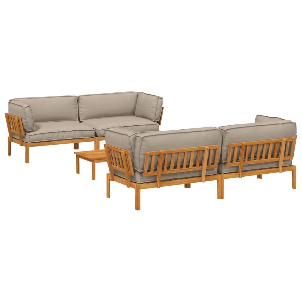 vidaXL Σετ Καναπέ με μαξιλάρι 5 pcs Taupe Στερεό Ξύλο Ακακίας