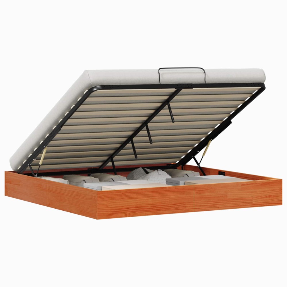 vidaXL Κρεβάτι Οθωμανών με Αποθηκευτικό Χώρο Κερωμένο Καφέ