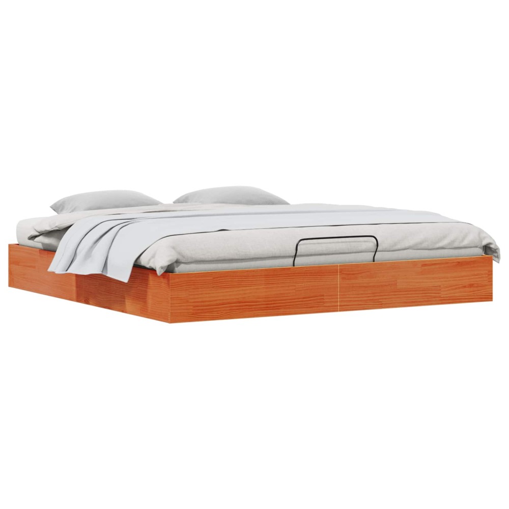 vidaXL Κρεβάτι Οθωμανών με Αποθηκευτικό Χώρο Κερωμένο Καφέ