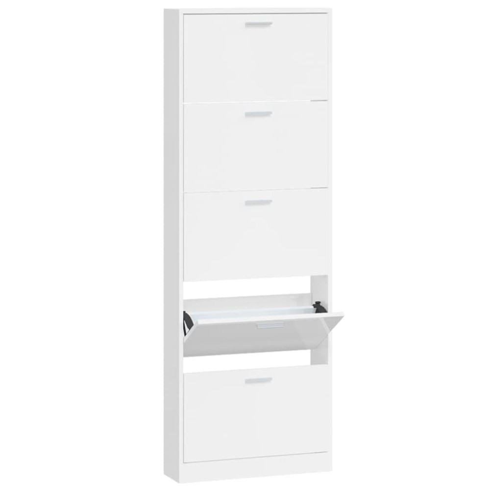 vidaXL Παπουτσοθήκη Γυαλιστερό Λευκό 59x17x169 εκ. Επεξεργασμένο Ξύλο
