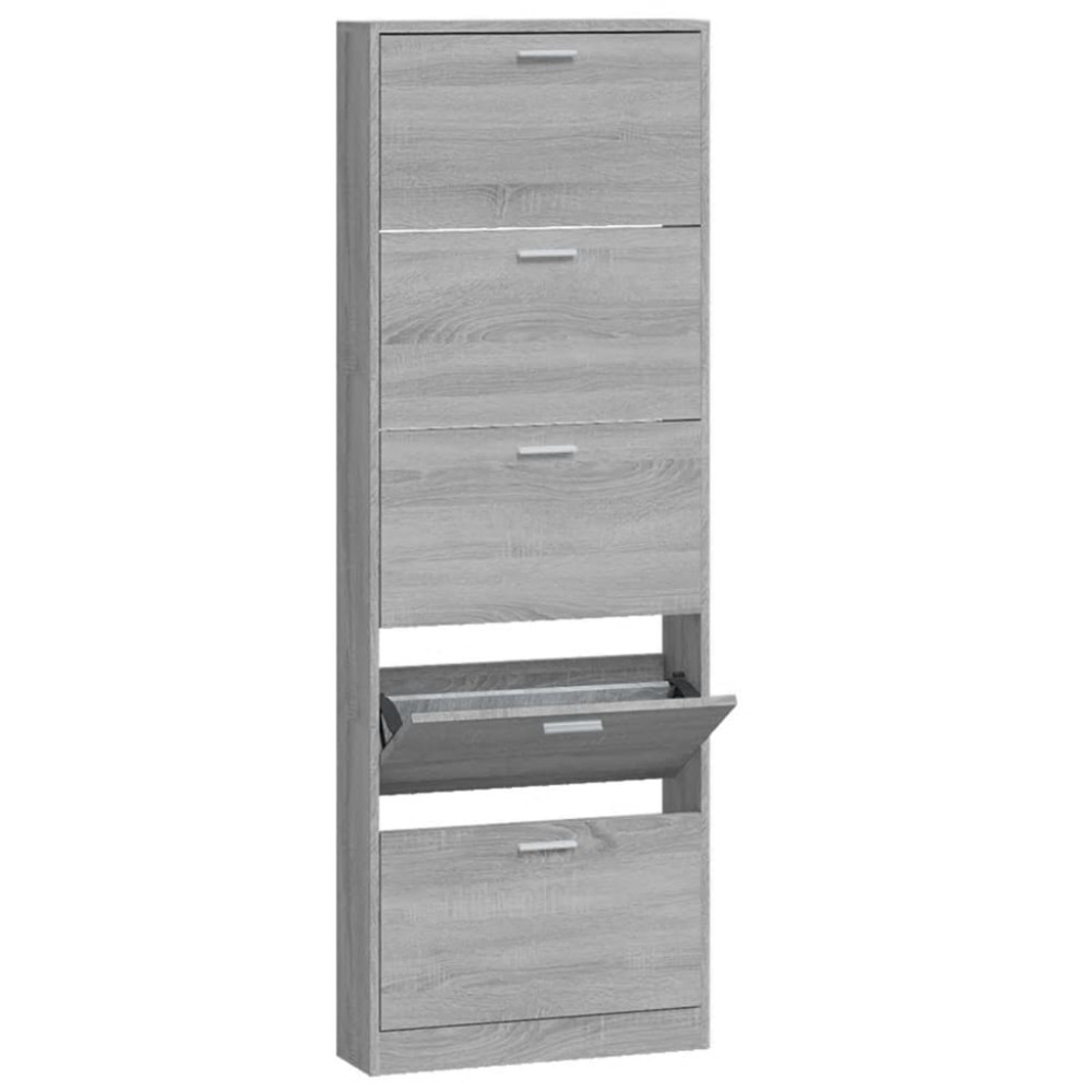 vidaXL Παπουτσοθήκη Γκρι Sonoma 59x17x169 εκ. από Επεξεργασμένο Ξύλο